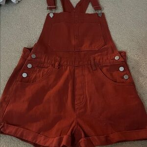 Red Denim Overalls